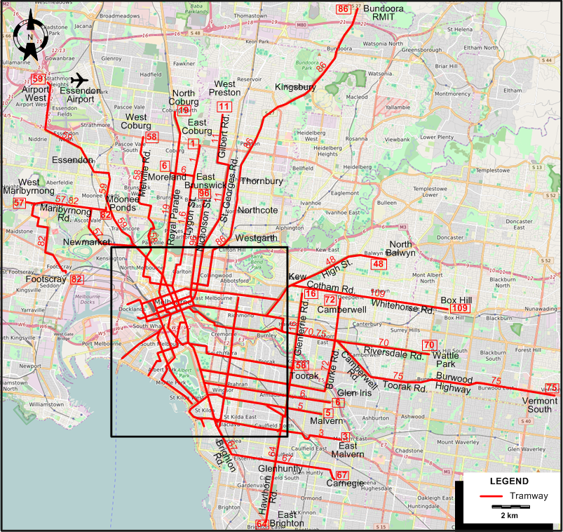 Melbourne-2017 tram map
