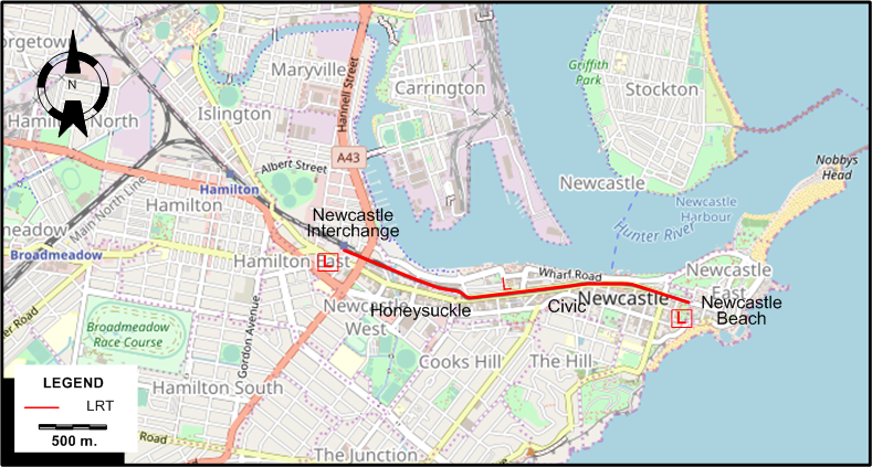 Newcastle-2019 tram map