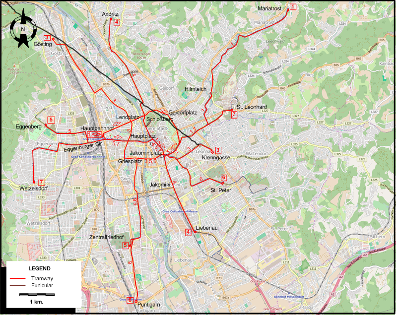 Graz 1951 tram map