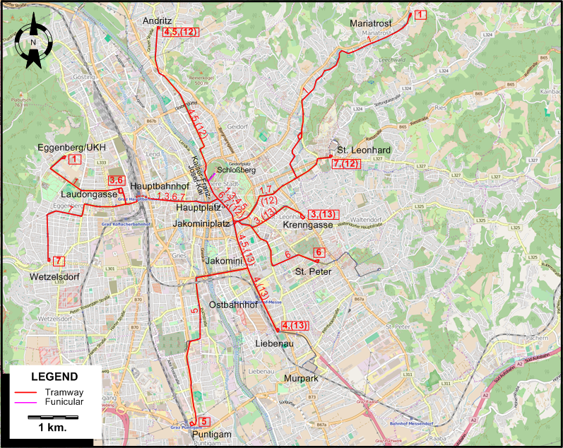 Graz 2006 tram map