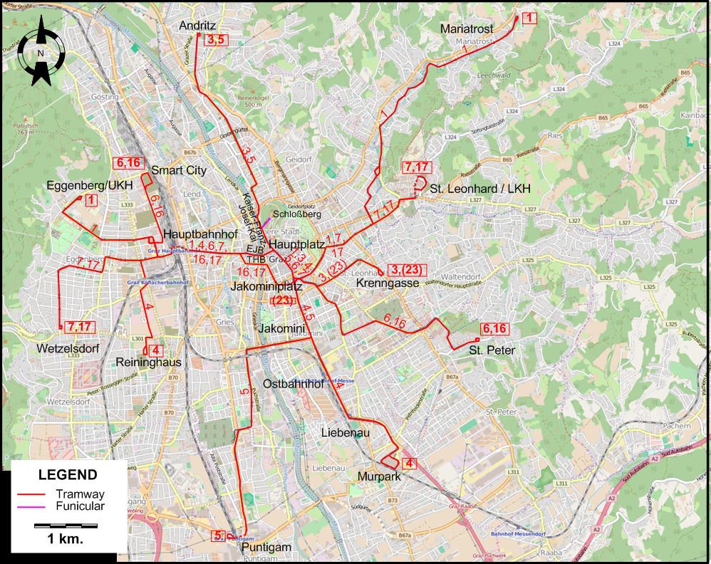 Graz 2025 tram map