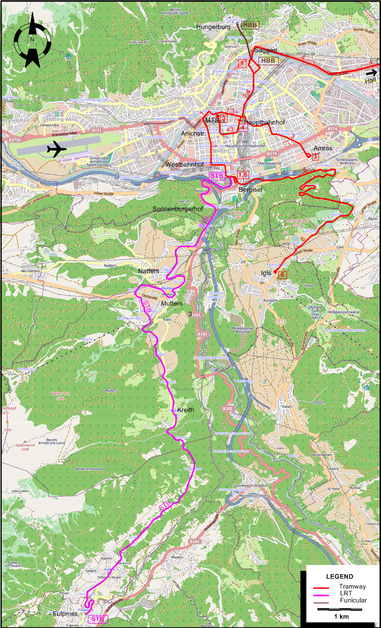 Innsbruck 1965 tram map