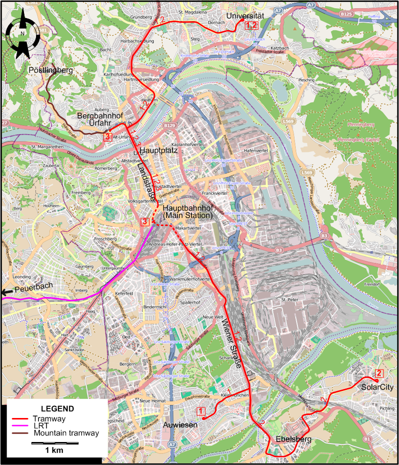 Linz 2006 tram map