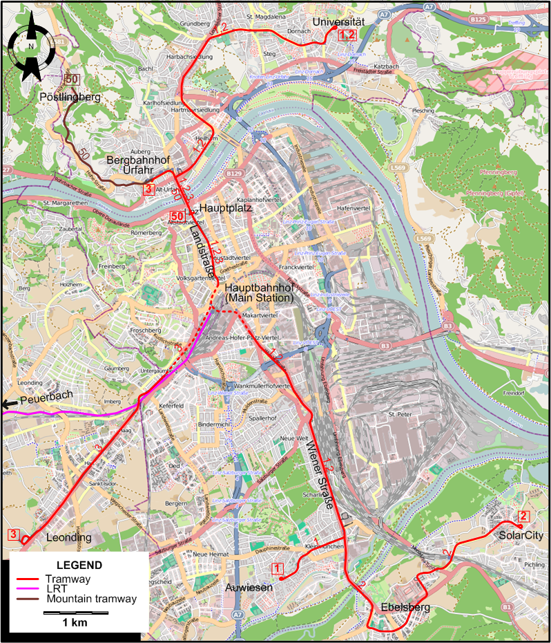 Linz 2011 tram map