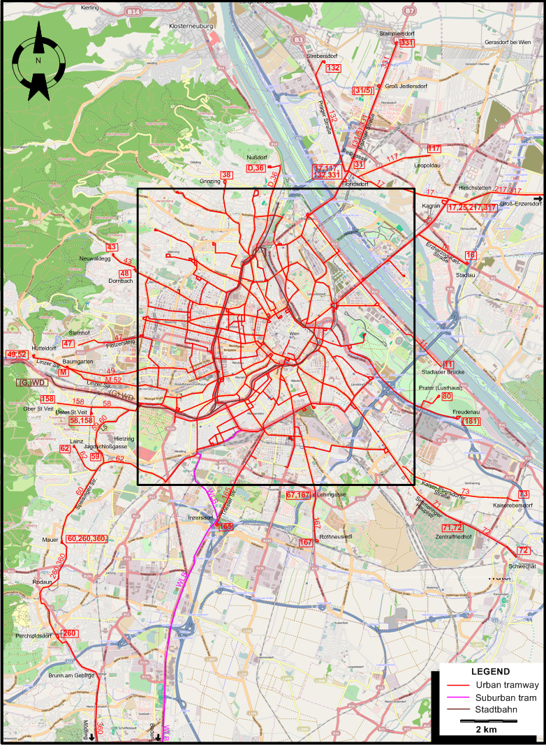 Vienna 1936 tram map