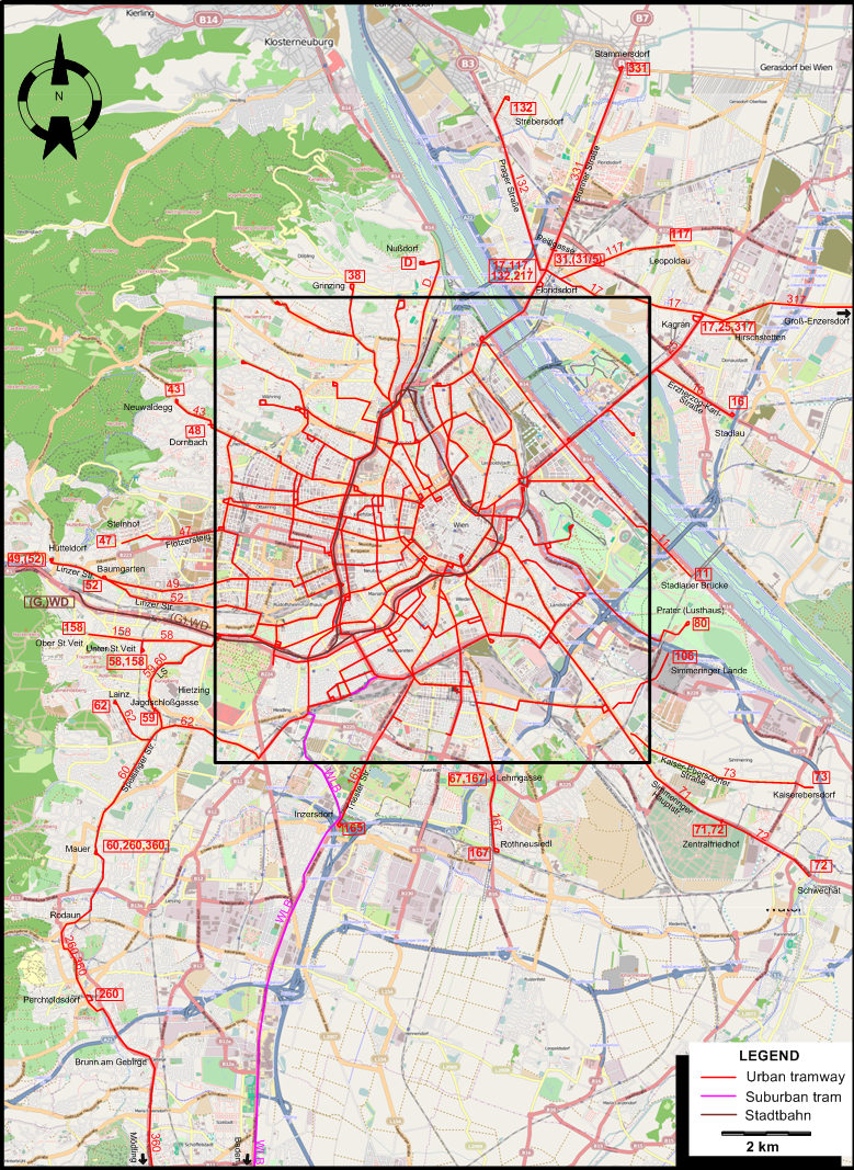 Vienna 1953 tram map