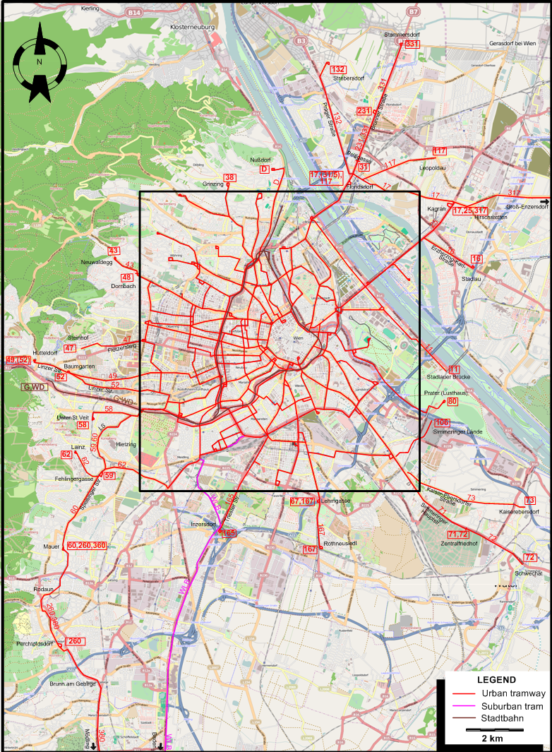 Vienna 1960 tram map