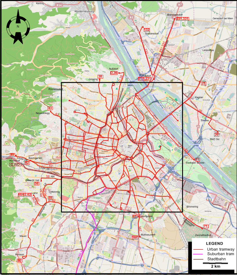 Vienna 1972 tram map