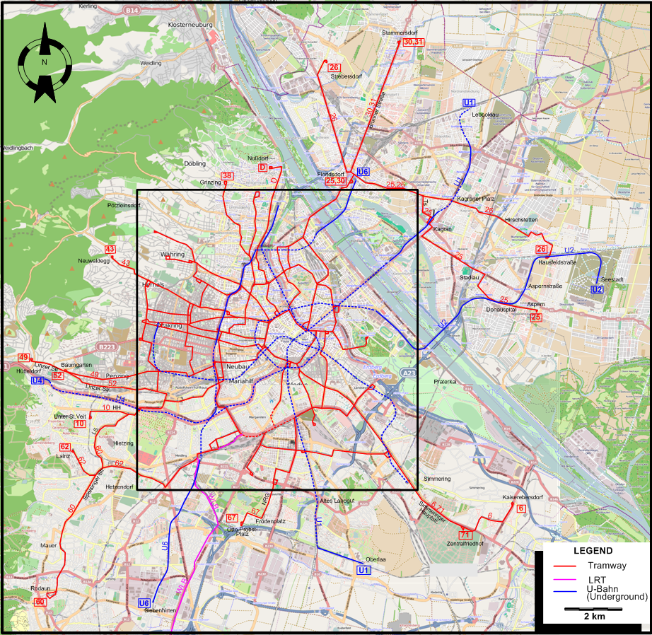 Vienna 2017 tram map