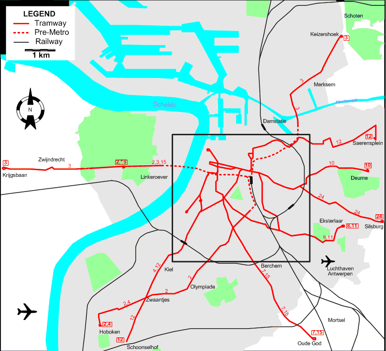 Antwerp 2002 tram map