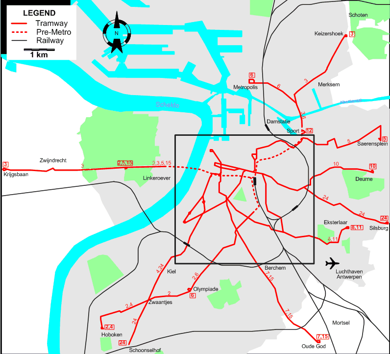Antwerp 2007 tram map