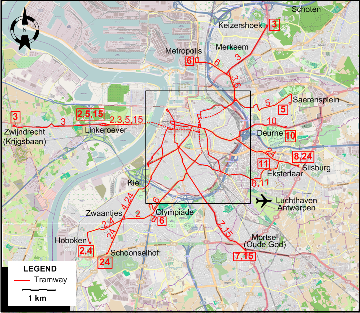 Antwerp 2009 tram map