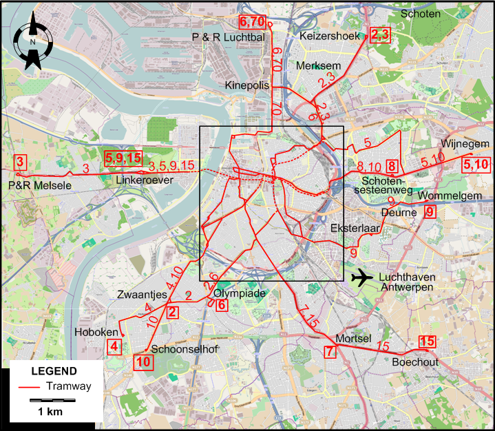 Antwerp 2018 tram map