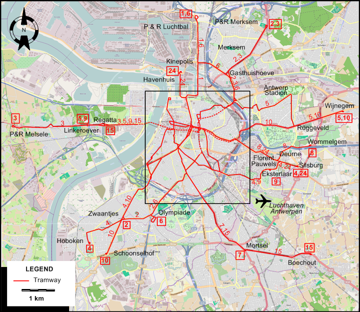 Antwerp 2022 tram map
