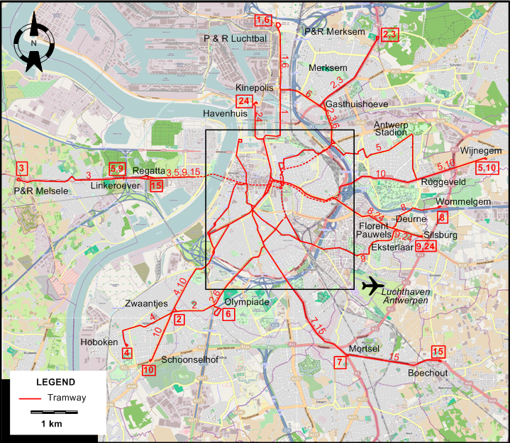 Antwerp 2023 tram map