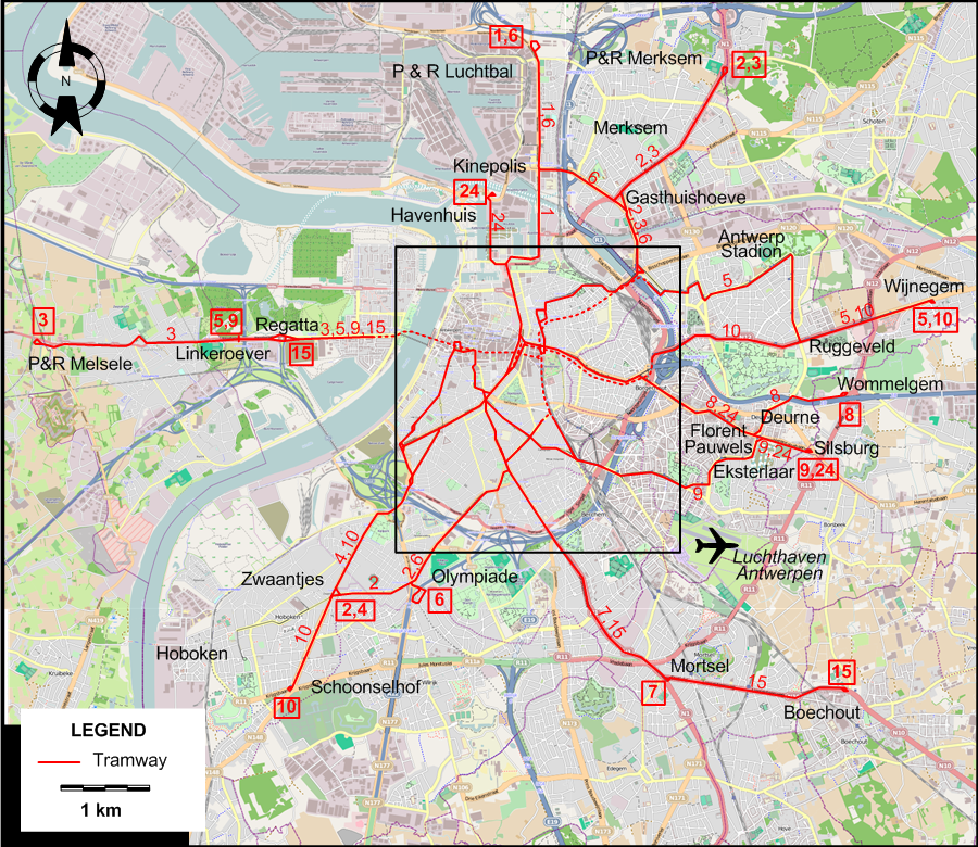 Antwerp 2025 tram map