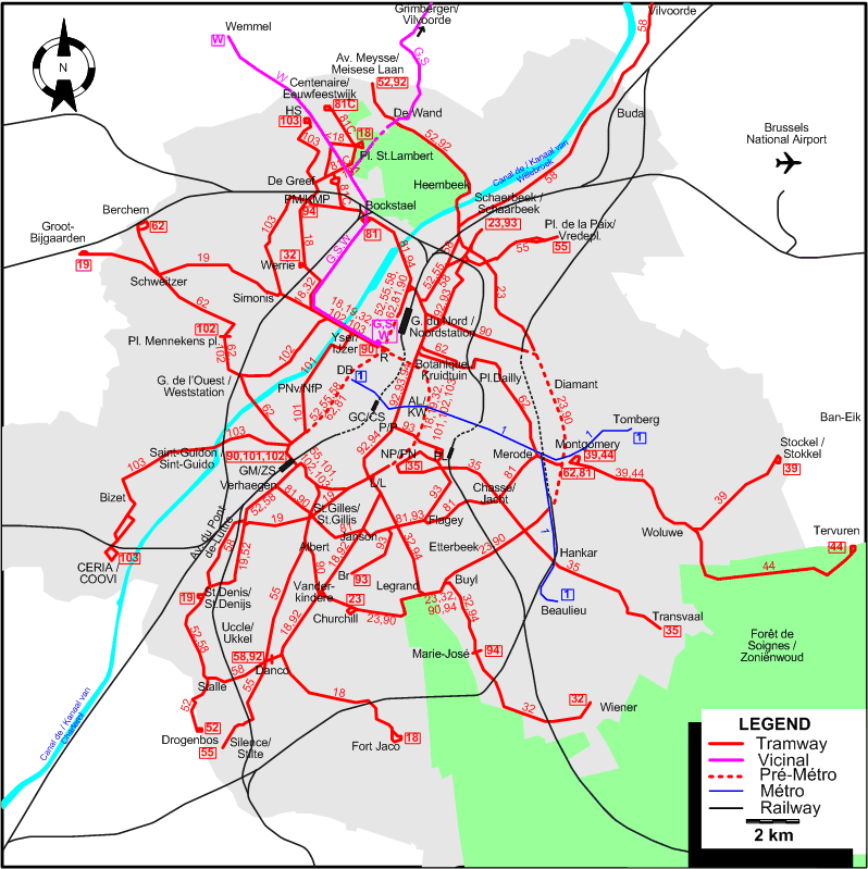 Brussels tram map