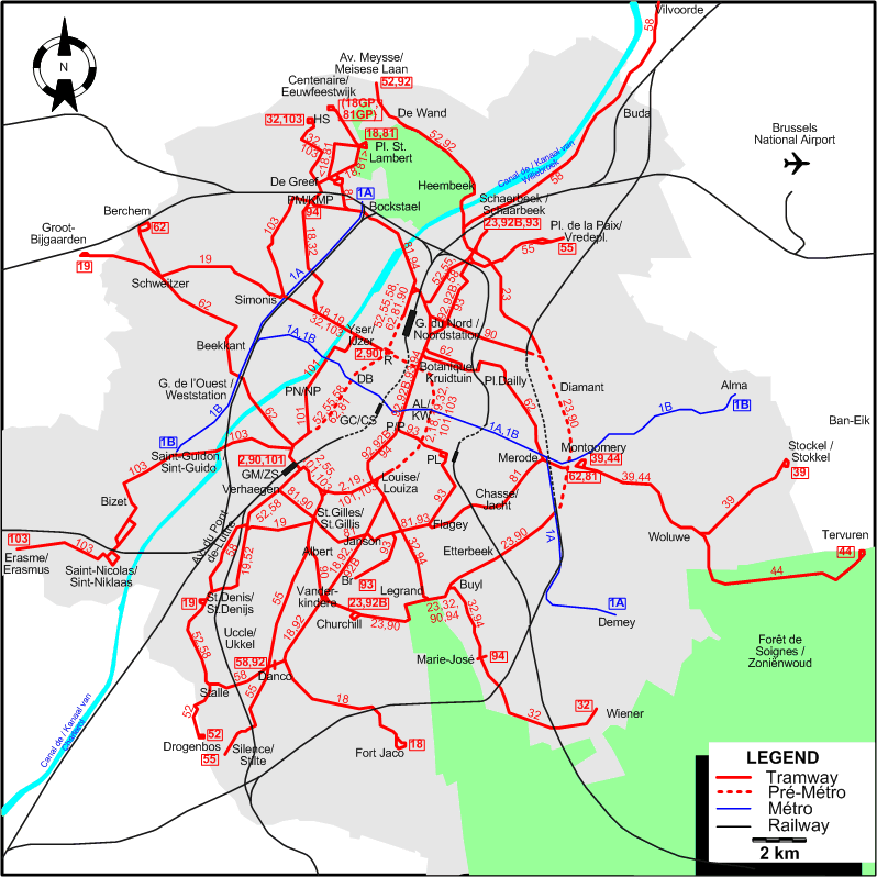 Brussels tram map