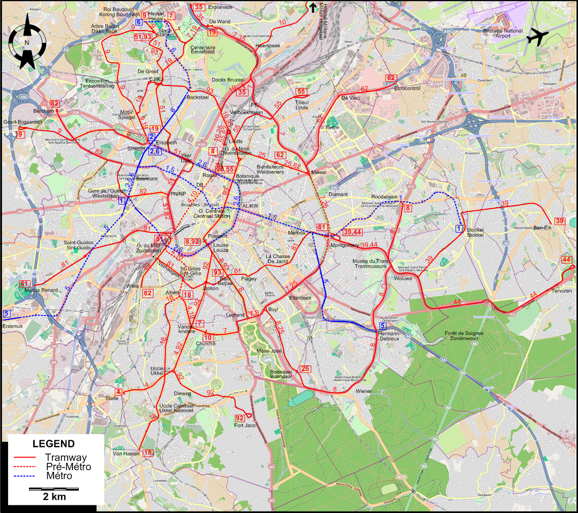 Brussels tram map