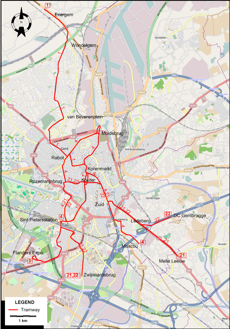 Ghent 2005 tram map