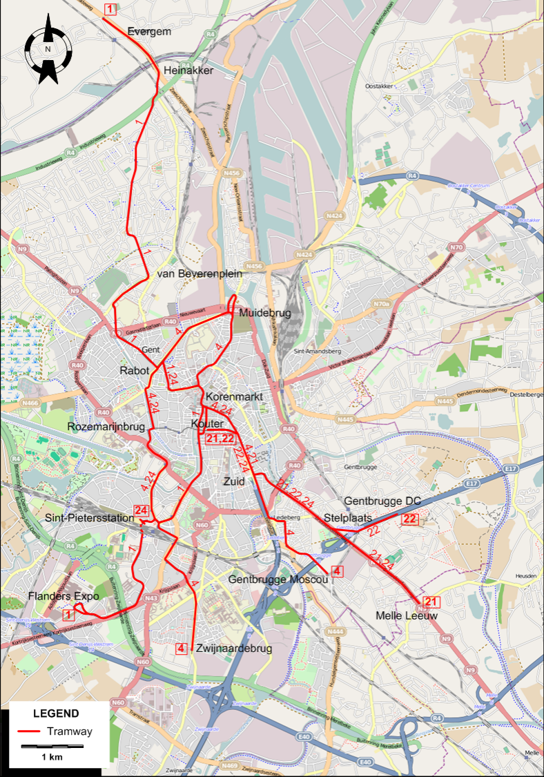 Ghent 2011 tram map
