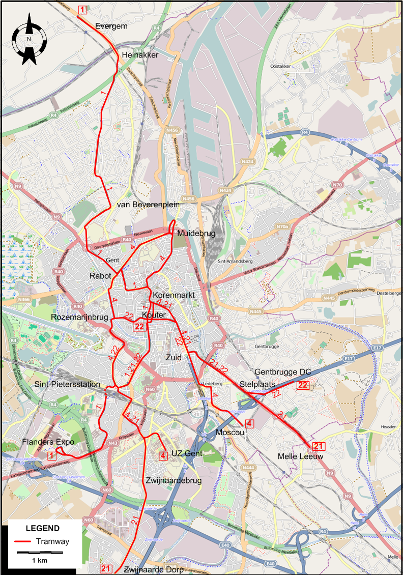 Ghent 2016 tram map