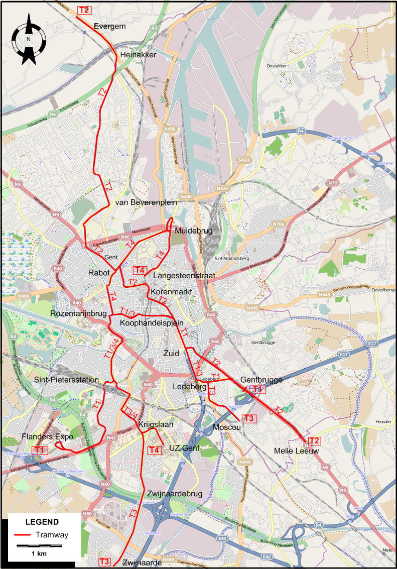 Ghent 2024 tram map