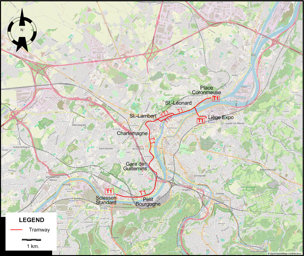 Liege 2025 tram map