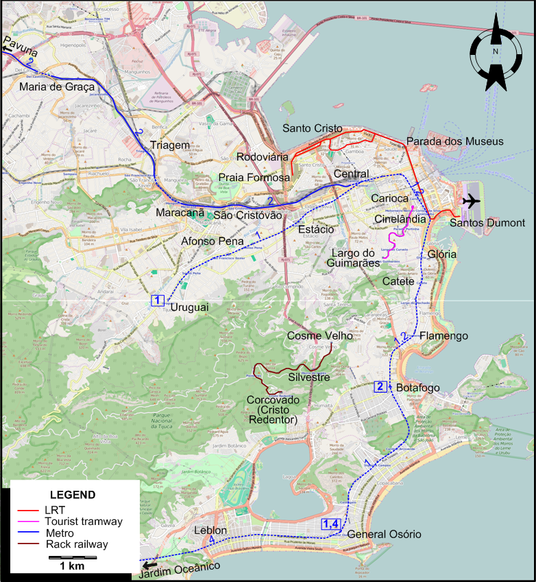 Rio de Janeiro tram map 2016