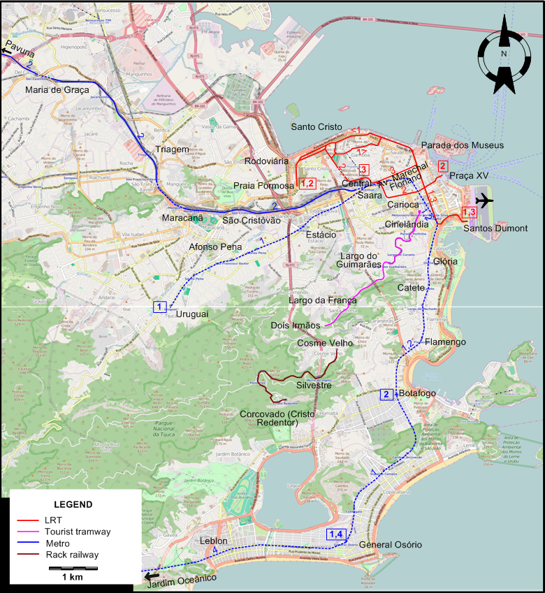 Rio de Janeiro tram map 2019