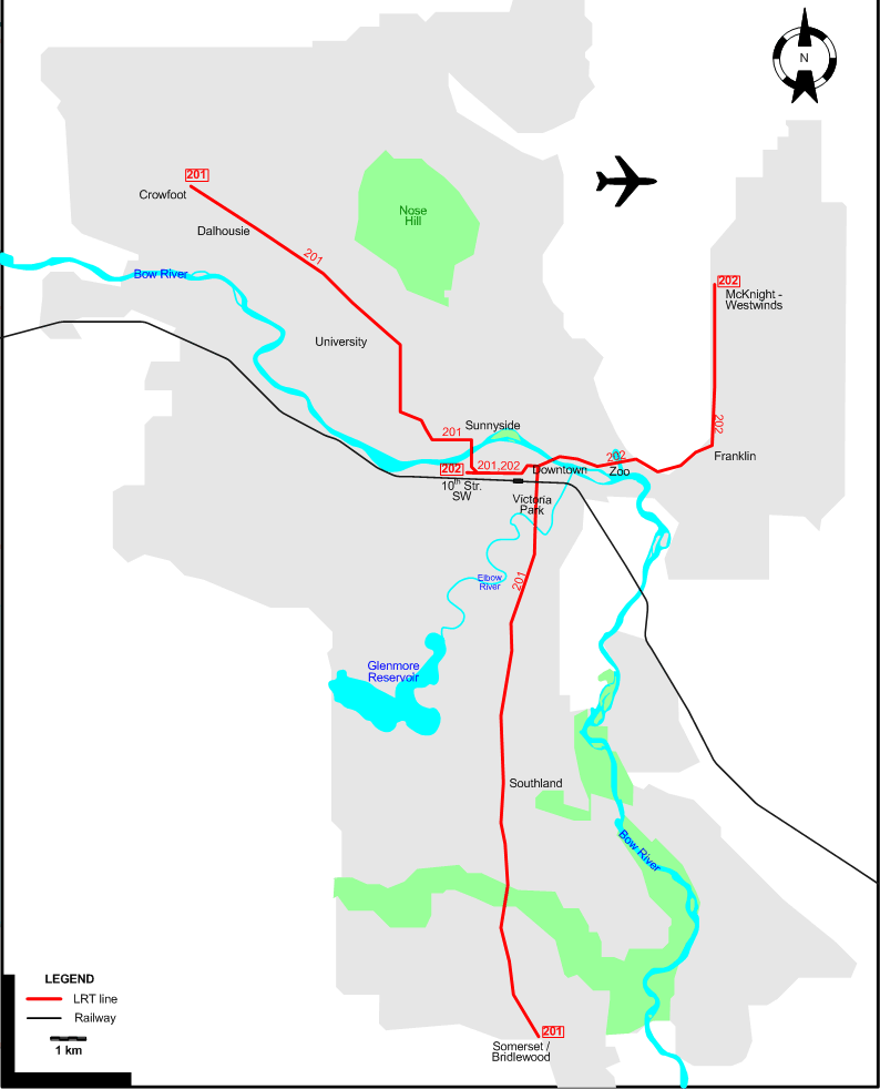 Calgary tram map 2009