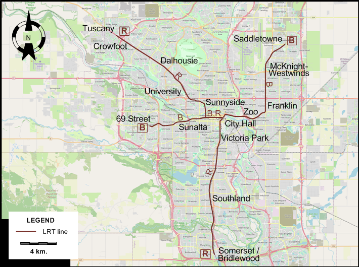 Calgary tram map 2014
