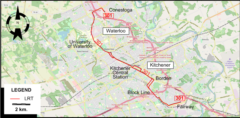 Kitchener Waterloo LRT map 2019