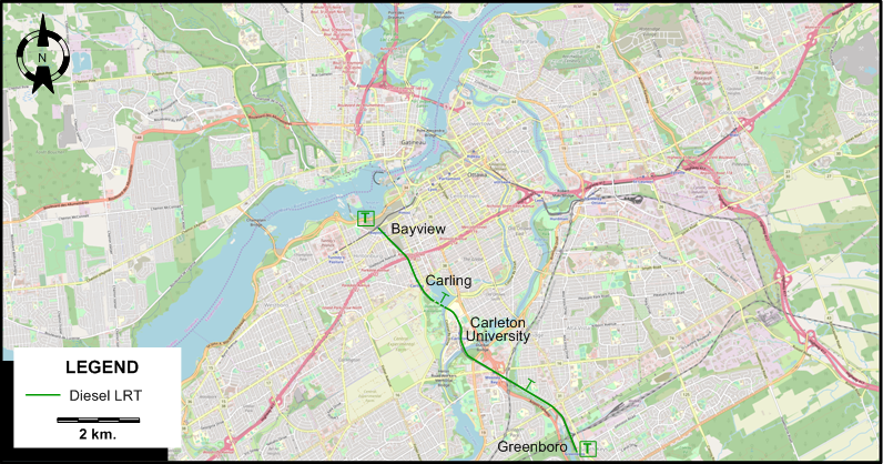 Ottawa LRT map 2001