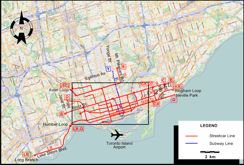 Toronto-1963 tram map