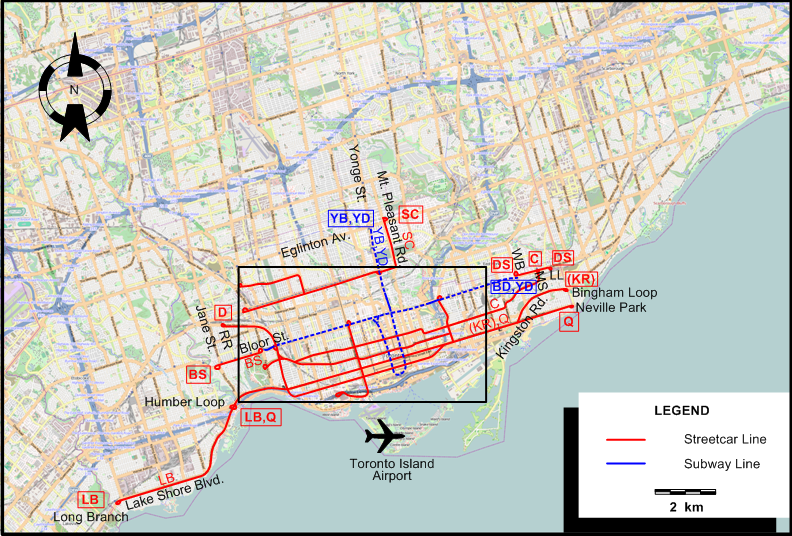 Toronto-1966 tram map