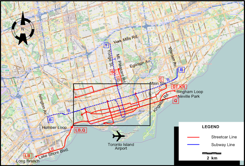 Toronto-1973 tram map