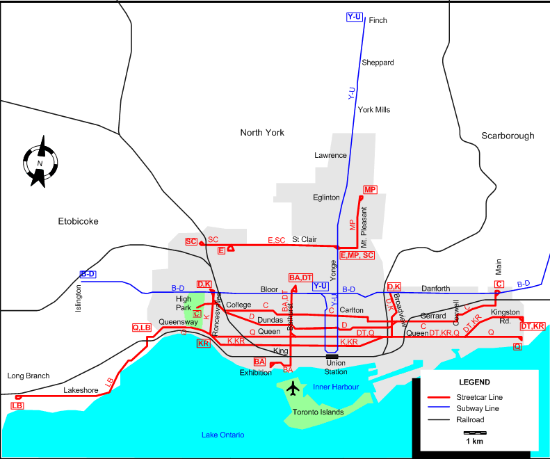 Toronto-1976 tram map