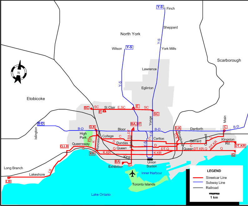 Toronto-1978 tram map