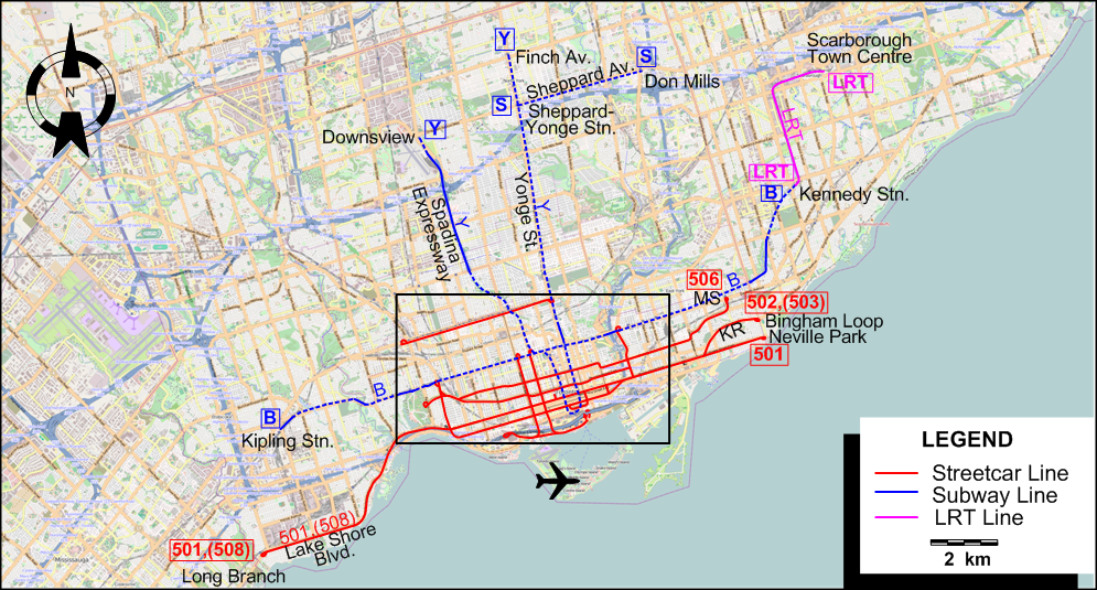 Toronto-2002 tram map