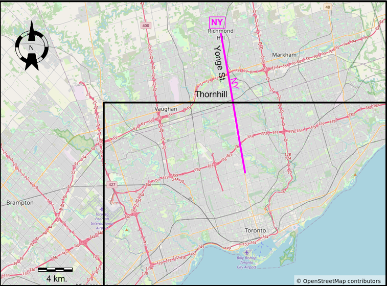 Toronto area tram map 1945