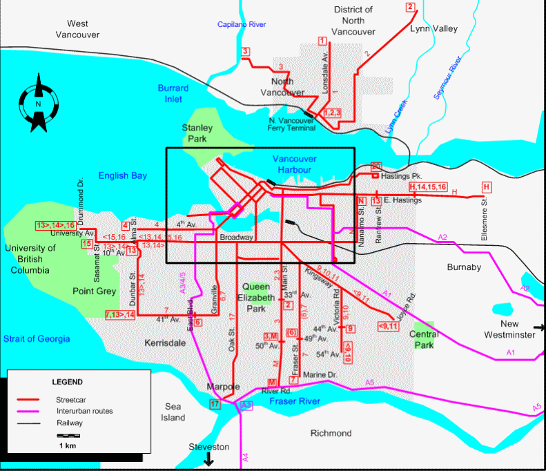 Vancouver tram map
