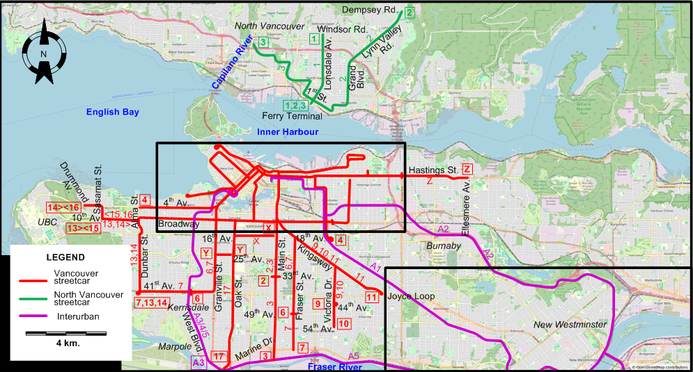 Vancouver tram map 1940