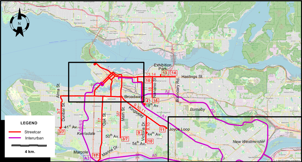 Vancouver tram map 1949