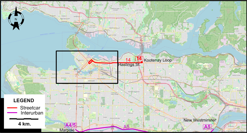 Vancouver tram map 1955