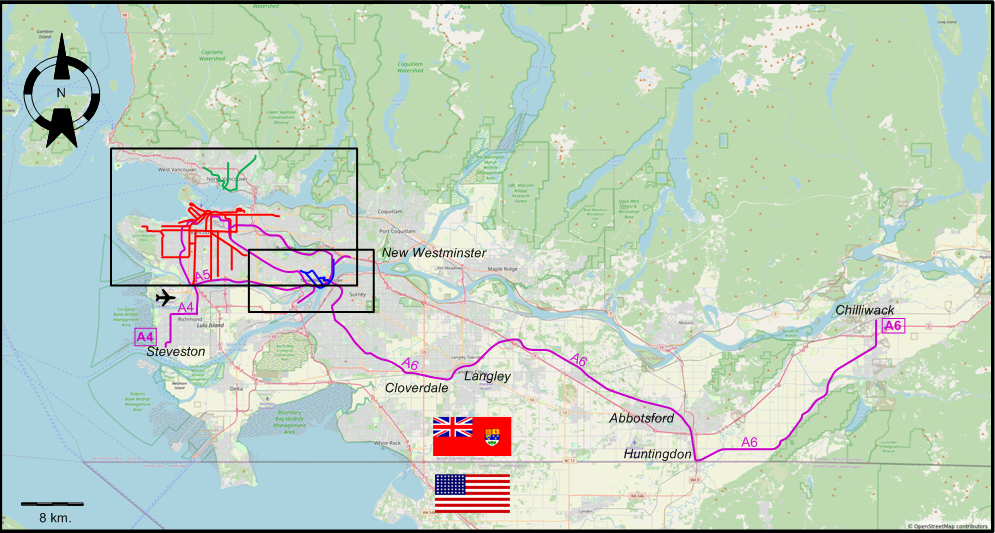 Vancouver & Lower Fraser Valley tram map 1930