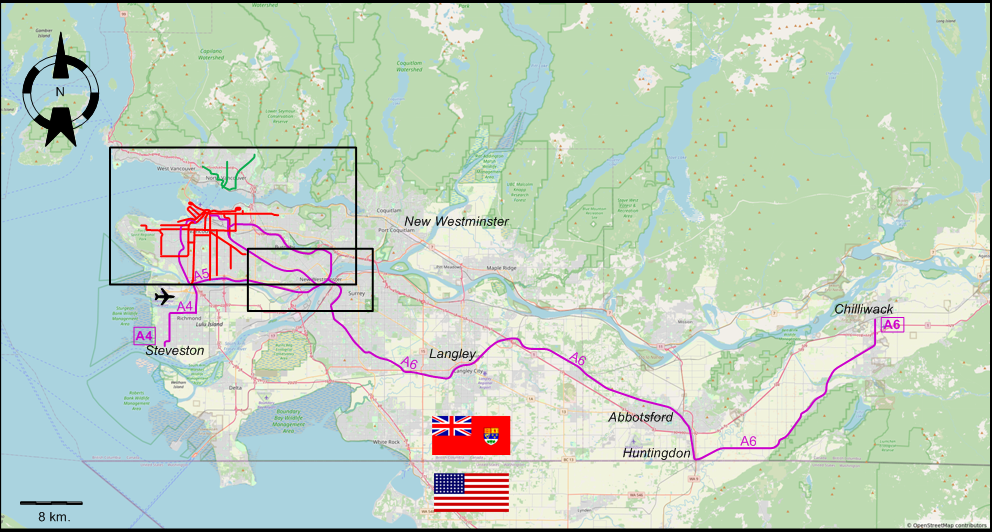 Vancouver & Lower Fraser Valley tram map 1940