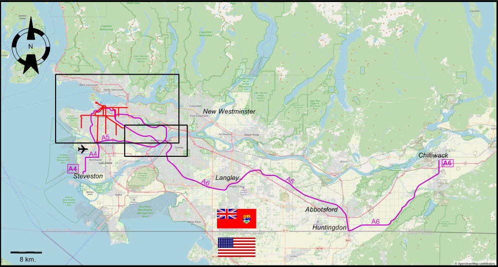 Vancouver & Lower Fraser Valley tram map 1949