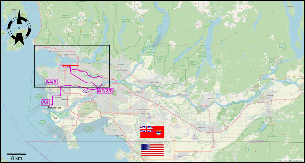 Vancouver & Lower Fraser Valley tram map 1952