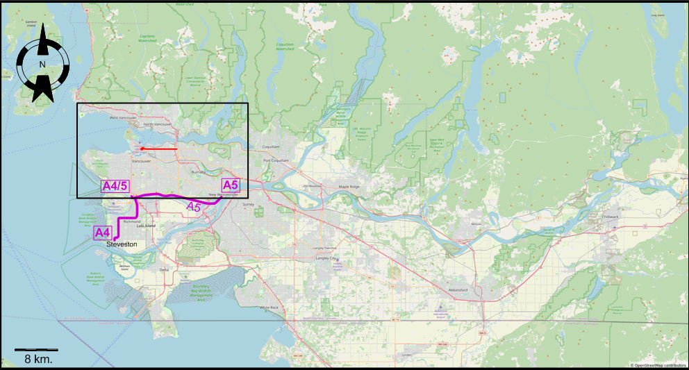 Vancouver & Lower Fraser Valley tram map 1955